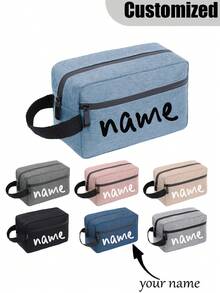 Bolsa de maquillaje personalizada, bolsa de tela personalizada con foto y texto, bolsa de cosméticos de gran capacidad, regalos para damas de honor y novias, organizador de maquillaje, bolsa de aseo personalizada con múltiples compartimentos para cosméticos y artículos de tocador, adecuada tanto para hombres como para mujeres, bolsa de viaje portátil, accesorio casual para viajes y viajes de negocios - Multicolor - Ver 1