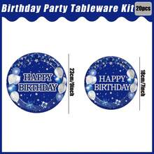 10/20/40/50 pièces, Assiettes en papier bleu marine pour anniversaire de 7 pouces et 9 pouces, Assiettes à dessert pour anniversaire bleu marine et argent pailleté, Décorations de fête bleue, Convient pour les assiettes à dessert pour les fêtes d'anniversaire des hommes et des femmes de 18/21/30/40/50 ans