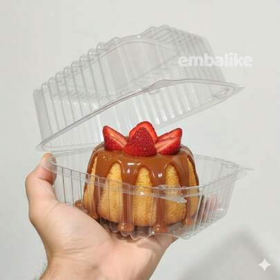 10un Embalagem Mini Bolo Vulcão Bento Cake Lancheira Transparente Hamburgueira