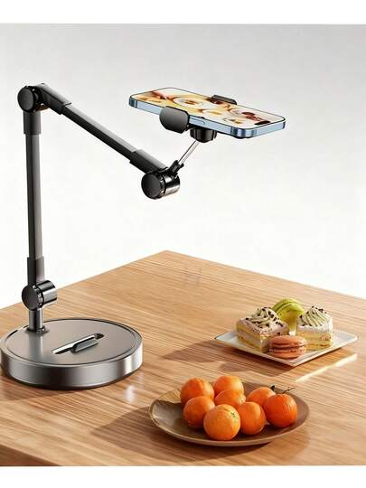 1 Piece, Item Number D55, Black Aluminum Alloy And ABS Material, Adjustable And Universal Durable Metal Stand For Mobile Phones (Suitable For Live Streaming, Online Classes, Vlogs Scenarios)