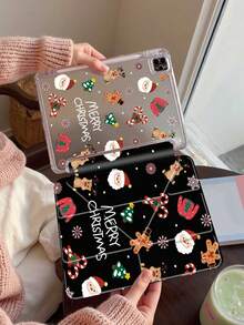 圣诞图案双面亚克力透明水晶平板电脑保护壳。适用于 iPad 11 (2025/10.9)/Air 4/5/6/7 (2025/10.2)/Pro 11/10th/9.7/10.5,以及三星 Galaxy Tab。它具有睡眠/唤醒功能和多角度可折叠支架。完美的日常保护,也是一份时尚的圣诞礼物。 - 彩色 - 查看 5