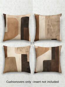 4 Stück braune, retro minimalistische Kunst Kissenbezüge - Leinengemisch Kissenbezüge, verleihen einen künstlerischen Flair für Wohnzimmer, Schlafzimmer und Büro - moderne Heimdekoration, mit Reißverschluss, einseitiger Muster, maschinenwaschbar (ohne Kisseneinsatz)