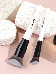 MAANGE 2 Stücke professionelles Make-up Pinsel Set, wiederverwendbar und tragbar, inklusive Foundation Pinsel, Rouge Pinsel, Concealer Pinsel, Konturpinsel, Nasenpinsel, Detail Pinsel, Puder Pinsel, geeignet für flüssige Foundation, für tägliches Make-up, als Geschenk - Schwarz und Weiss - Übersicht 3