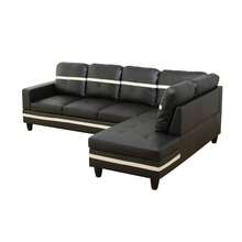Black & White Semi-PU Leather 3-Piece Sofa Set With Storage Ottoman | [2 Options]2 Purchase Options: Complete Set With 2 Pillows Or Ottoman Only, Modern Sectional Couch With Solid Wood Frame, Easy Assembly - Black and White - View 7