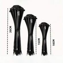 100 قطعة من رباطات الكابلات النايلون ذاتية الإقفال، أربطة تثبيت قوية، رباطات ربط سوداء لتجميع وتنظيم وإدارة الكابلات