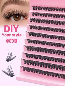 200 Stück/600 Stück DIY Wimpernverlängerungs-Set mit einzelnen Wimpern-Clustern, D-Krümmung, Wimpern-Cluster mit Wimpern-Kleber, Wimpern-Entferner und Versiegelung sowie Wimpern-Applikator-Pinsel für die Selbstanwendung zu Hause, Wimpern-Cluster-Set, Wimpern, Wimpern, Künstliche Wimpern