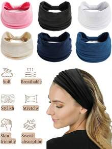 1 pieza Diadema elástica ancha de punto para mujeres, adecuada para decoración del peinado diario, turbante, diadema deportiva, artículos escolares, universidad, diademas para mujeres, pañuelos, accesorios para el cabello de invierno, elegante