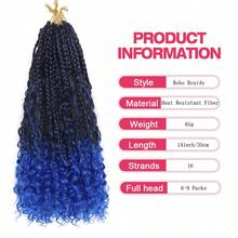 全新 14 英寸 16 股耐热纤维波西米亚风辫子合成纤维钩针女士预制环，方便佩戴假发 - 彩色 - 查看 4