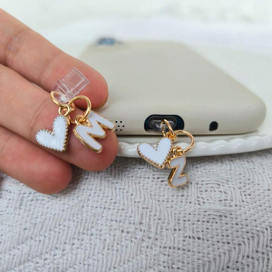 26pcs Heart-Shaped Alphabet Letter Dust Plug Decoration, Dust-Proof Phone Charging Port Cover, Gift For Friends, Christmas Gift