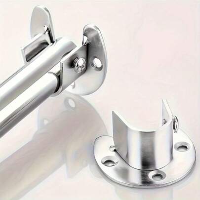 2/4pcs Heavy-Duty Stainless Steel Rod Holders For Wardrobe & Closet - Durable Flange Brackets For Secure Support, Pipe End Support