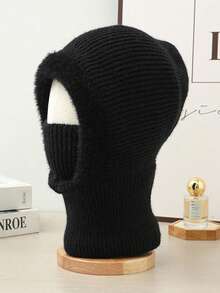 قبعة محبوكة بنمط بوهيمي عتيق ذات لون أحادي للنساء، مبطنة بطبقة حرارية سميكة دافئة، مقاومة للرياح وتوفر حماية للأذن، مناسبة للأنشطة الخارجية