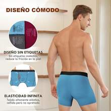 Boxer Hombre 7 Piezas Calzones de Hombre con Pouch de Soporte Total 3D Bambú Rayón Ropa Interior Hombre Transpirable Suave - 2Negro/1Gris Oscuro/1Gris/1Azul Marina/1Azul/1Rojo - Ver 3