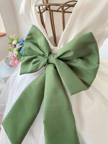 Children's Party Dress OFF With Olive Green Luxury Belt Flower Girl, Graduation, Birthday Midi - 橄欖綠 - 查看 5