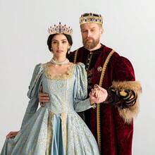 2 Pcs King And Crowns Set Men Royal Crown With Black Crowns Women Princess Crown Tiara Costume Headwear Wedding Homecoming Party Decorations