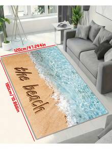 1 buc Covoraș de baie cu design literă de plajă din seria Ocean, Covoraș de baie, Covoraș de podea pentru baie, Covoraș de intrare, Preș de intrare, Covoraș de picior pentru baie, Covor decorativ