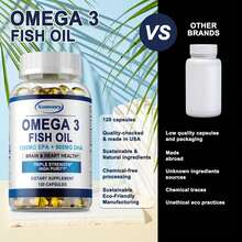 Cápsulas de aceite de pescado Omega 3 de 6330 mg, potencia triple: contienen EPA y DHA para favorecer la salud del corazón, el cerebro, los ojos y el sistema inmunitario (120 unidades) - 120 cápsulas - Ver 4