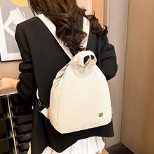 2025 Estate Donna Elegante Casual Multifunzionale Borsa a Tracolla/Zaino, Design con Chiusura a Cerniera, Fodera in Nylon e Poliestere Resistente, Molteplici Scomparti - Cachi/Bianco Sporco/Nero, Borsa a Mano Stile Semplice, Trattamento di Texture Liscia, Accessori da Viaggio, Struttura Leggera, Adatta per Studenti Universitari