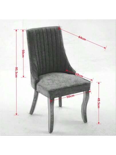 Rayon Cloth Flocking Linen Dining Chairs Channel Kitchen Dinner Stoel Comfy Fabric Upholstered Accent Room Curved Solid Wood Legs,Set Of (Beige), DE1847BG view 2