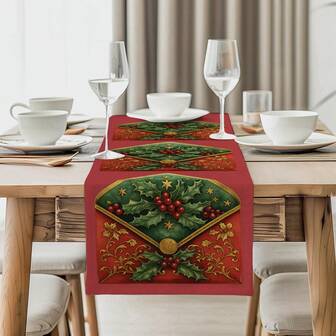 1/4pcs/10pcs Christmas Fan Shaped Fruit Decor Table Runner & Placemat Set, Holiday Table Decor Fabric Flags, Home Decor, Gifts, Table Flags & Placemats Suitable For Indoor & Outdoor Celebrations, Seasonal Party Supplies, Kitchen Dining Table Decor, Party Table Decor, Home Room Table Flags, Restaurant Table Cloth