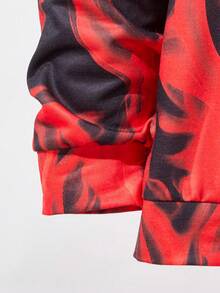 2pcs/Set Boys Casual Street Style Flame Print Hoodie And Pants, Comfortable Daily Outfit, Spring/Autumn New Arrival