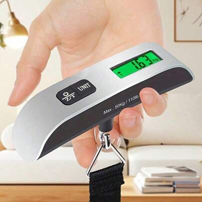1pc Portable Electronic Scale With Backlit Digital LCD Display 110lb/50kg Electronic Handheld Luggage Hanging Scale For Home Travel Weighing Luggage Weight Balancer
