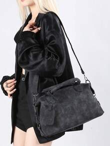 New Vintage Casual Women Handbag Boston Bag Office Commute Tote Shoulder Crossbody Bag With Detachable Strap