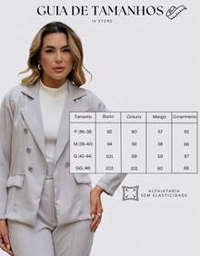 Women's Elegant Blazer Tailored Business Suit With Buttons - 灰色 - 查看 11