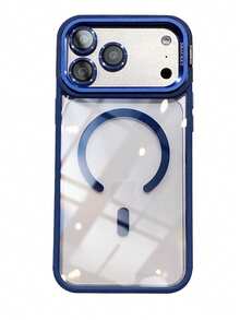 简约磁吸金属框镜头保护膜/支架三合一手机壳，适用于 17/17Pro/17Pro Max / 16/16Pro/16Pro Max/15/15Pro/15Pro Max/14/14Pro/14Pro Max/13/13Pro/13Pro Max/12/12Pro/12Pro Max/11/17 Pro Max，亚克力防摔硬壳保护套 - 寶藍色 - 查看 30