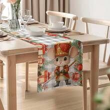 1/4pcs/10pcs Christmas Mouse Plaid Red Berry Decor Table Runner & Placemat Set, Holiday Table Decor Fabric Flags, Home Decor, Gifts, Table Flags & Placemats Suitable For Indoor & Outdoor Celebrations, Seasonal Party Supplies, Kitchen Dining Table Decor, Party Table Decor, Home Room Decor Table Flags, Restaurant Decor Tablecloth