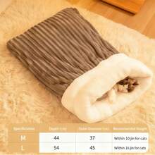 1pc Winter Warm Semi-Enclosed Pet Bed, Tunnel Design For Cats & Dogs, Thick Sleeping Mat, Japanese Minimalist Style, Suitable For Various Pets