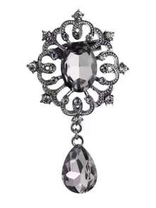 Vintage Rhinestone Crystal Water Drop Brooch Christmas Gift - Multicolor - View 5