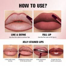 lakerain Delineador de labios mate y lápiz labial 2 en 1, color de larga duración, tono nude, a prueba de manchas, mejora la forma de  labios, a prueba de sangrado - Multicolor - Ver 7