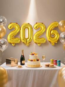 16/32 Zoll 2026 Goldfolie Zahlenballons, 2026 Neujahrsfeier Ballons, Frohes Neues Jahr dekorative Ballons für Neujahrsparty Dekoration, Silvester Party Zubehör, perfekt für Geburtstag, Hochzeit, Jahrestag, Festivalfeier Dekoration, Heimdekoration, Raumdekoration, Innen- und Außendekoration, Frohes Neues Jahr Dekoration
