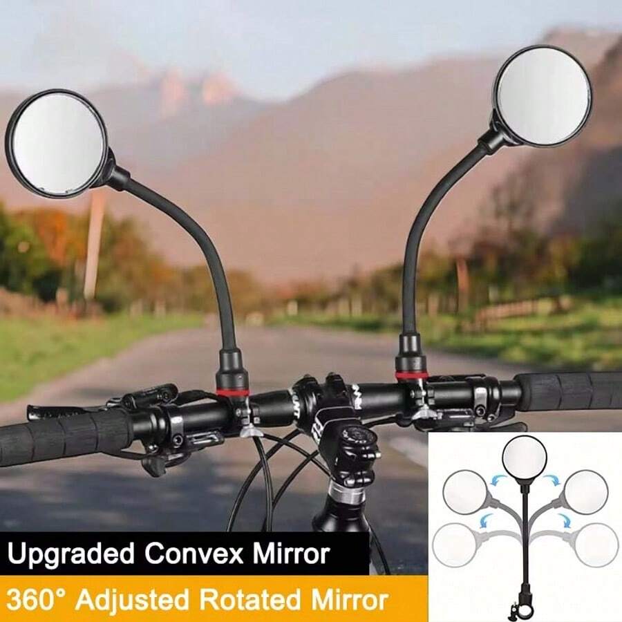 1 pieza Espejo retrovisor universal reflectante para bicicleta, motocicleta y patinete eléctrico, flexible, ajustable y de liberación rápida - Negro - Ver 1