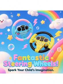1pcs Children's Driving Simulator Steering Wheel Toy, With Suction Cups, Interactive Car Wheels, For Educational Play, Made Of Plastic, Multi-Functional, With Sound Effects, Children's Gift - Pink And Yellow (Without Batteries) - Nhiều màu - Xem 2