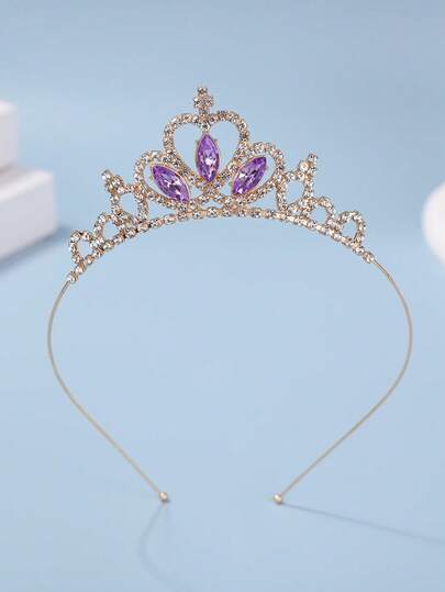 1pc Girls' Rhinestone Crown Princess Headband, Cute & Elegant