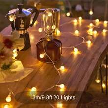 1 pieza Luces de cadena de bola de cristal LED, luces de decoración de ambiente para carpa de camping al aire libre, lámpara de bola de cristal, decoración para habitación, patio exterior