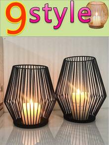 1pc Diamond Shaped Iron Wire Candle Holder,European Style Wrought Iron Candle Holder Wedding Candle Metal Decoration Desk Tray Wire Candelabra Holder Votive Tealight Candle, Taper Candle Holder, Event Styling, Home Decoration, Decorative Tray, Vintage Candle Stand, Handcrafted Holder, Durable Metalwork, Votive Candle Stand, Interior Designers, Bridal Decor