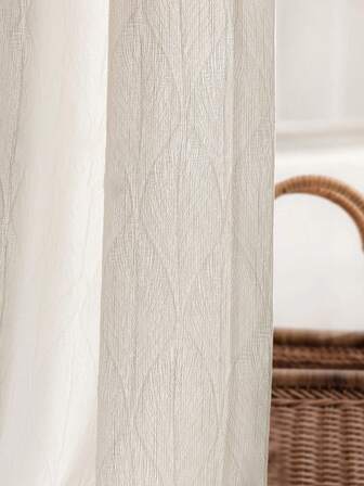 1 st. linnefärgad, lövmönster, transparent gardin, fransk vintagestil, för balkong, vardagsrum, arbetsrum, semesterbostad