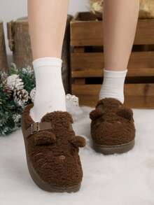 Damen süße Schuh-Deko Lässig Slip-On Flache Hausschuhe, Herbst/Winter