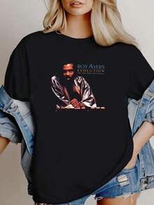 180g pure Cotton NEW Roy Ayers Album  Black T Shirt OM632 Top For Everyday Wear Women Top Graphic Tees women Stylish T-Shirt For Women Casual designer clothes Versatile Summer Print Round Neck Short Sleeve Breathable Slightly Unisex Stretched streetwear Casual Soft - Negro - Ver 2