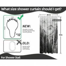 Black And White Forest Small Shower Curtain Stand Up Stall Shower Curtains Rv Narrow Nature Rustic Woodland Pine Tree Bathroom Decor, Waterproof Cloth Fabric With Hooks 36''W X 72''L{"Color_name":"BlackandWhite","Size_name":"36\"Wx72\"L(Packof1)"} - 多色9 - 查看 5