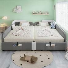 Bed Bases & Foundations - White+Gray + Velvet + 90cm*200cm-2 - View 1