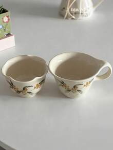 230/250ml 秋桂花釉陶瓷咖啡杯，高品质手工桂花拿铁杯、茶杯、大师杯，宽口复古手绘陶瓷马克杯，釉面咖啡杯、茶杯、浓缩咖啡杯，送给学生、毕业、女性生日的绝佳礼物 - 彩色 - 查看 8