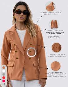 Women Blazers - Camel - View 6