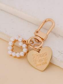 1pc Heart-Shaped Faux Pearl Handbag Charm/Keychain Accessory For Women Car Accessories For Woman Gifts For Women