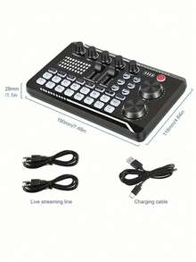 USB 供电现场声卡，带音频接口、DJ 混音效果、变声器和可充电 1200mAh 锂电池，适用于直播、播客和游戏 - 录音棚设备 - 黑色 - 查看 9