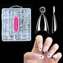 Short Almond Nail Tips300PCS Almond Pr On Nails Short Fake Nails Tips Soft Gel Nail Tips Shape Acrylic Nails12 Sizes No C Curve Half Cover Acrylic Pr On Nail Kit Extensions - 無色 - 查看 1