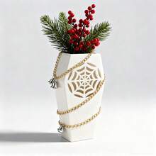 Gothic Style Vase, Holiday Decorative Vase, Spider Web Pattern Vase. Dried Flowers, Fresh Flowers, Decorative Flower Vase. Modern Home Decor Flower Vase, Suitable For Halloween Home Decor, Wedding Party, Living Room, Office, Bedroom And Dining Table Decoration Room Decor Glass Vase