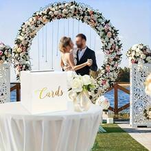 1 Set Black & White Gift Card Box With Gold Box Design, Suitable For Birthday Party, Wedding, Bridal Shower, Graduation, Retirement, Anniversary, Event Party Centerpiece And Banquet Decor, Includes 1 Gold Box + 10 Greeting Cards - White - View 5